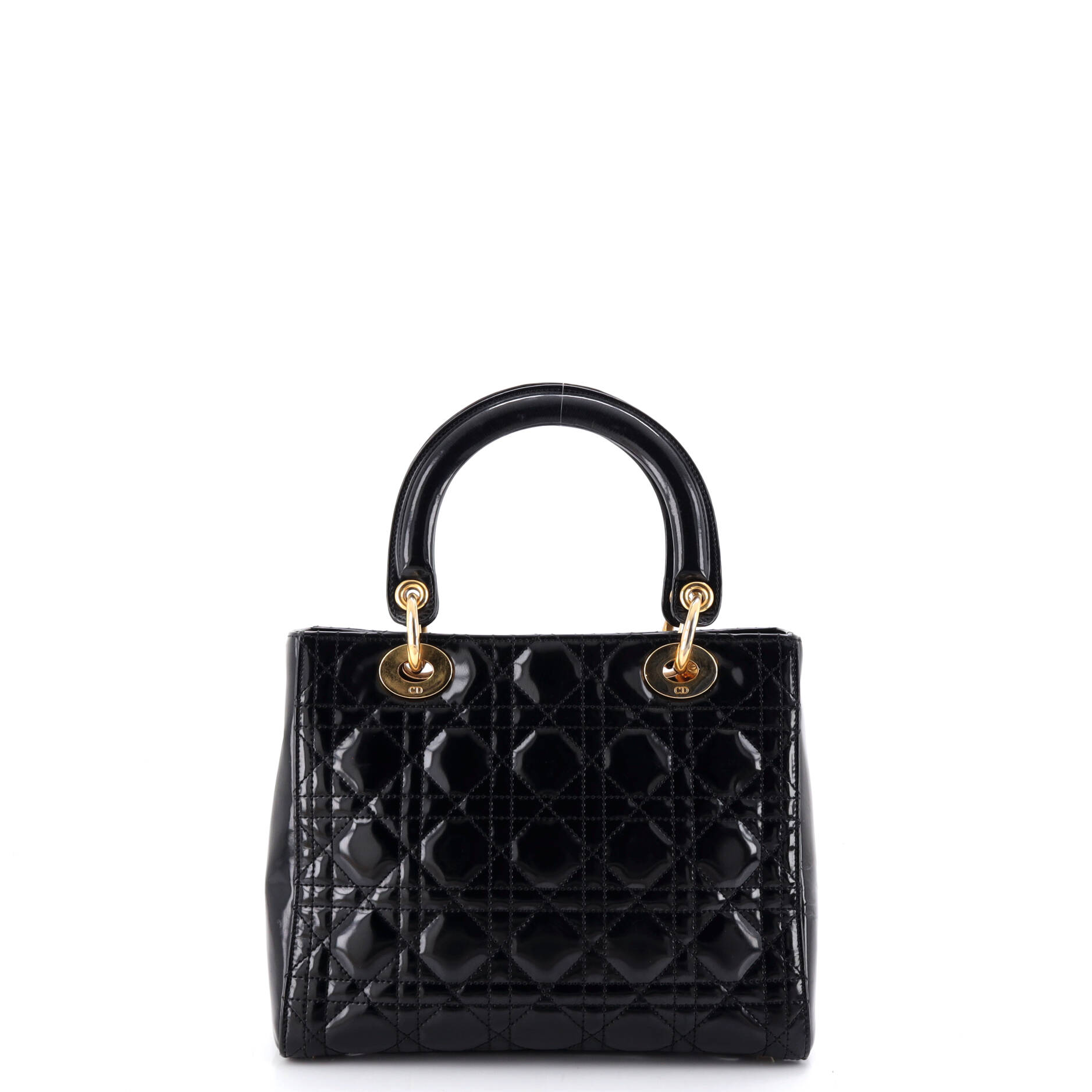 Vintage Lady Dior Bag Cannage Quilt Patent Medium