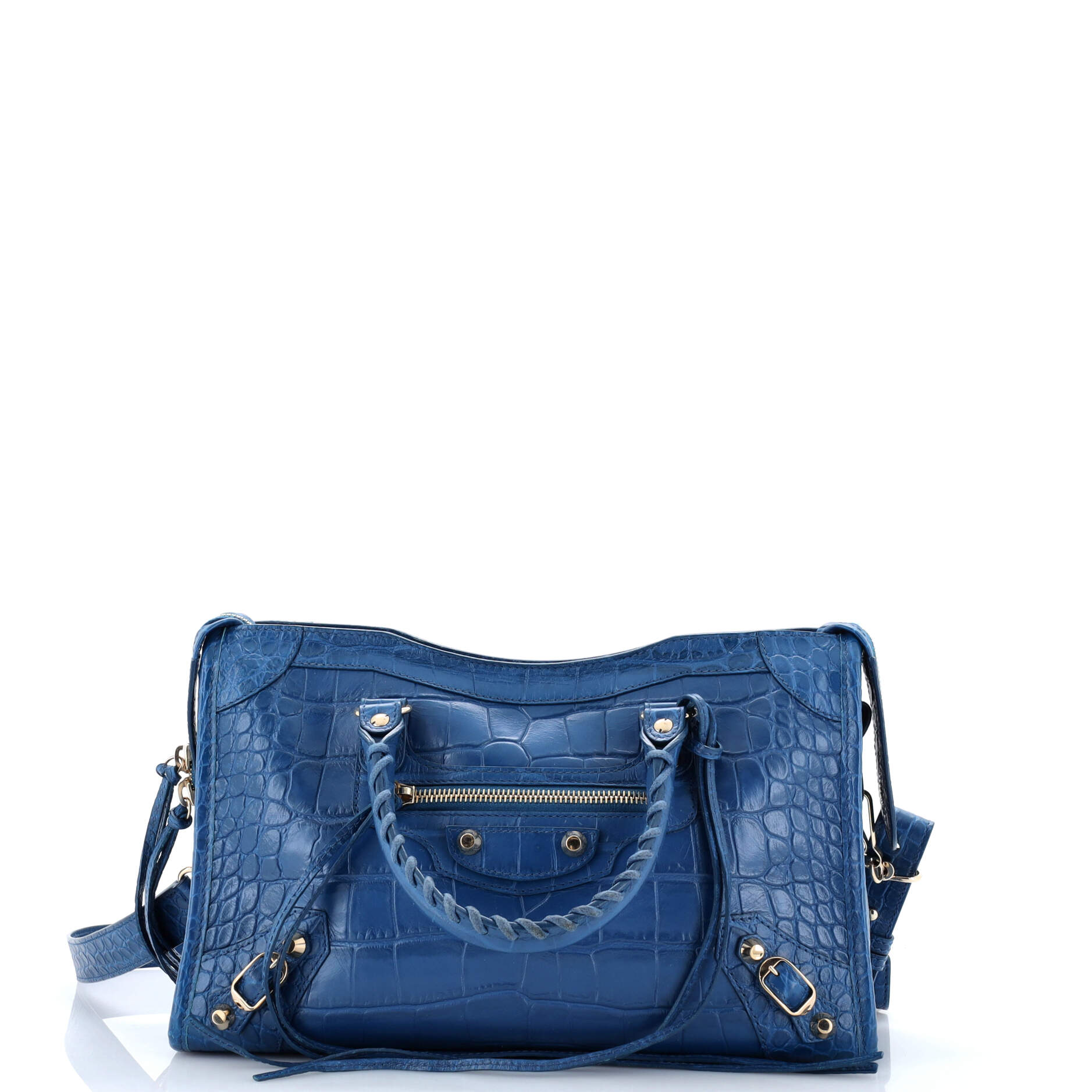 City Classic Studs Bag Crocodile Embossed Leather Small