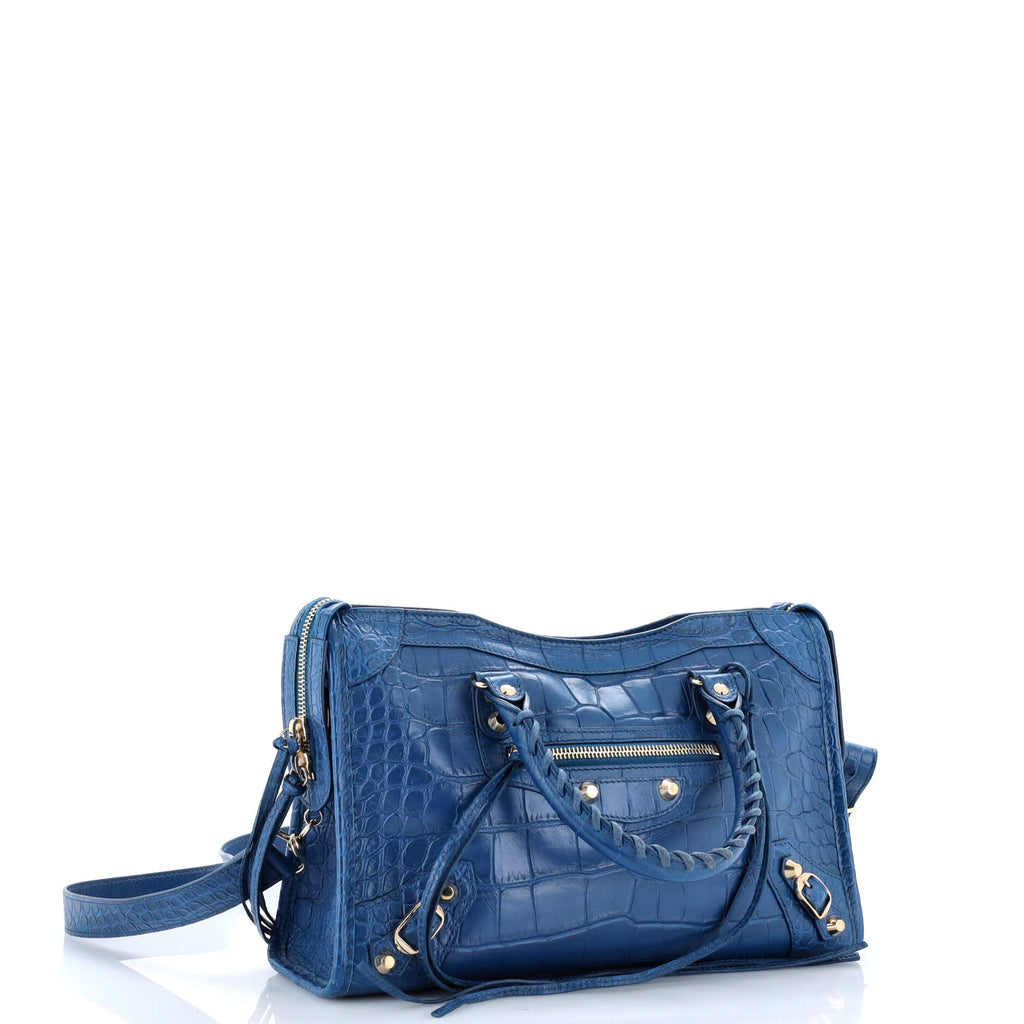 City Classic Studs Bag Crocodile Embossed Leather Small