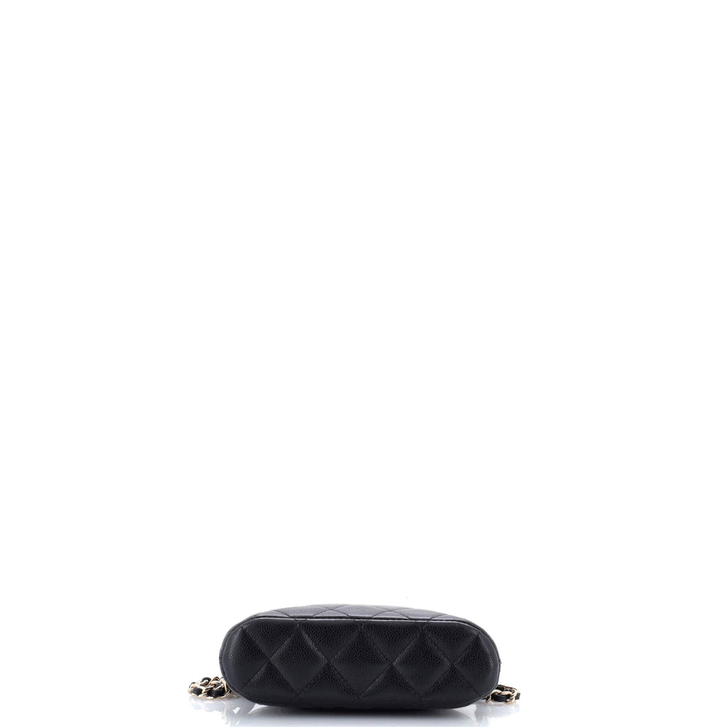CC Dome Zip Clutch with Chain Quilted Caviar Mini