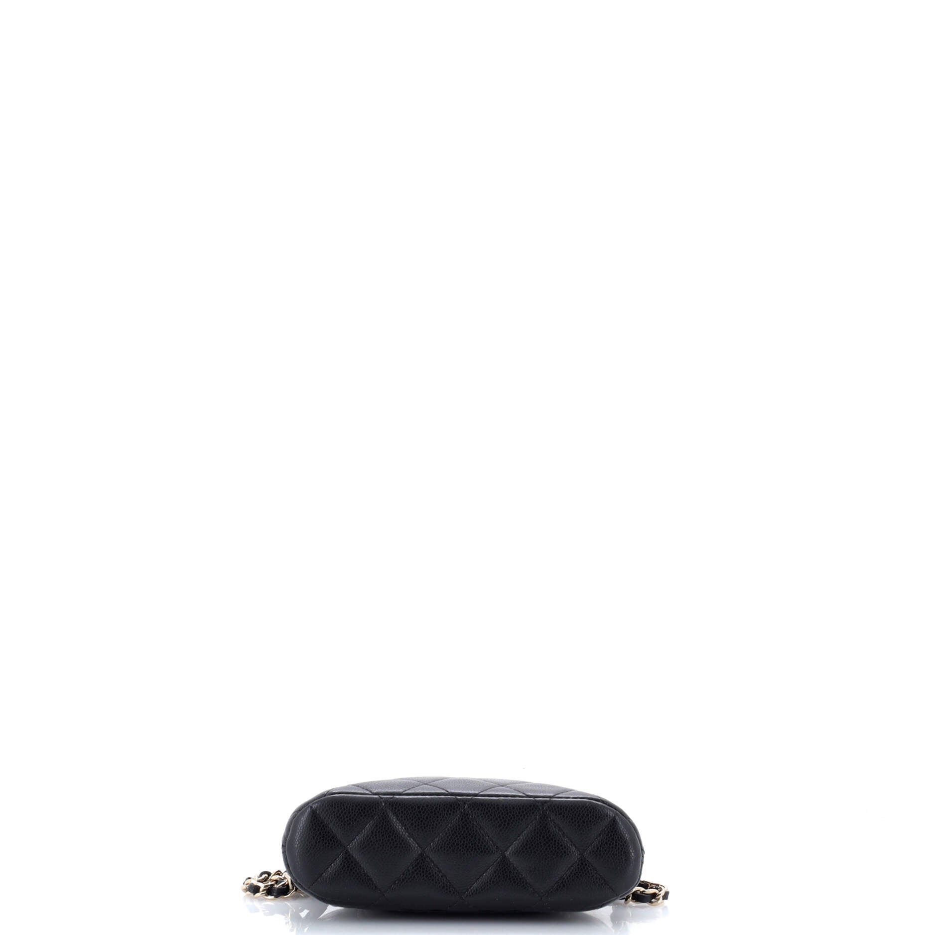 CC Dome Zip Clutch with Chain Quilted Caviar Mini