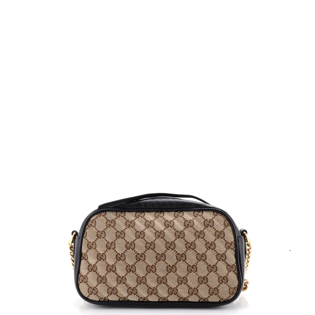 GG Marmont Shoulder Bag Diagonal Quilted GG Canvas with Leather Small