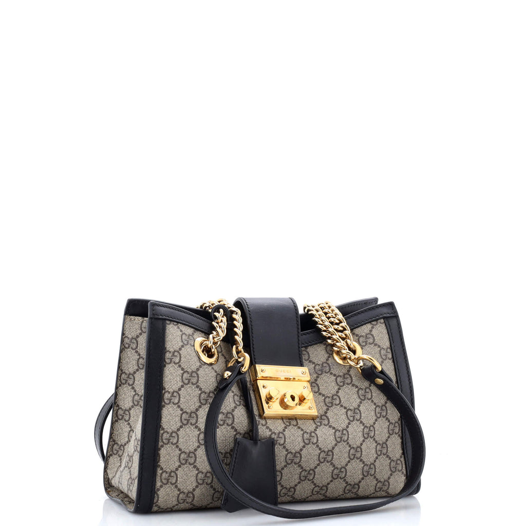Padlock Chain Tote GG Coated Canvas with Leather Small
