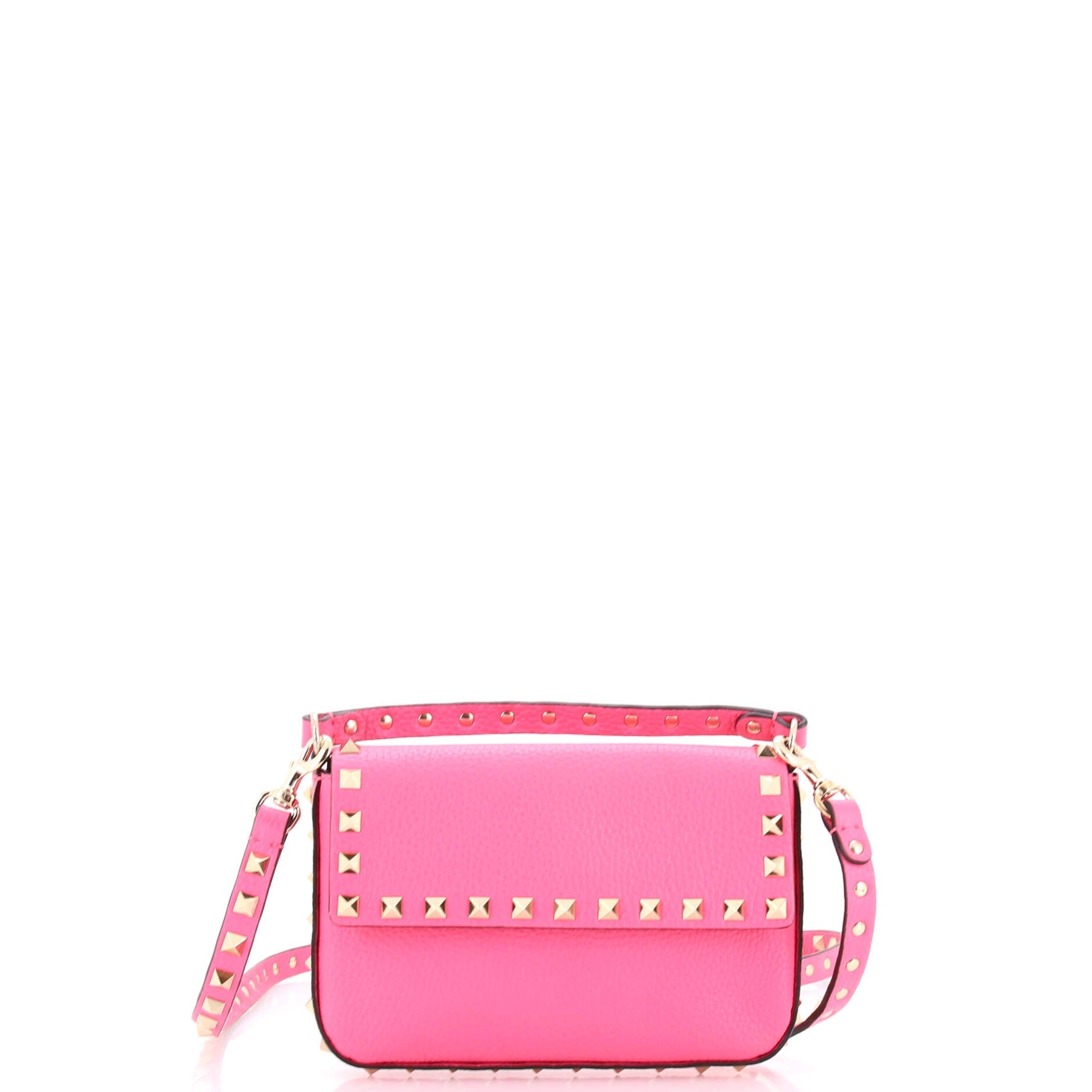 Rockstud Top Handle Crossbody Pouch Leather Mini