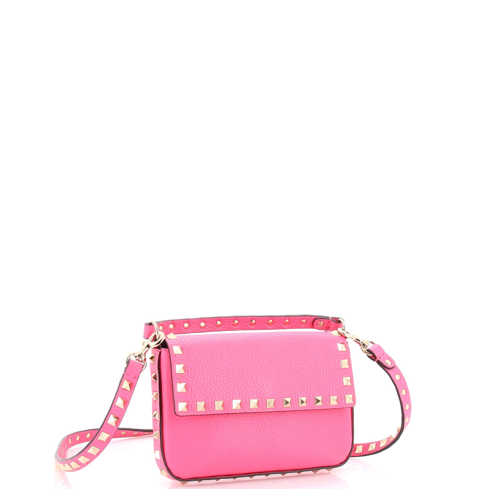 Rockstud Top Handle Crossbody Pouch Leather Mini