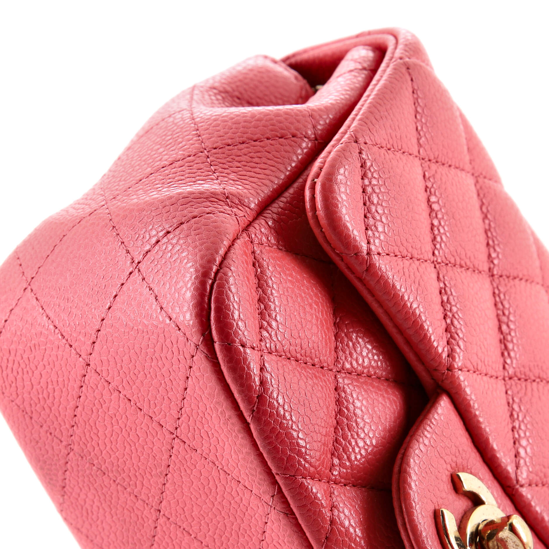 Square Classic Single Flap Bag Quilted Caviar Mini