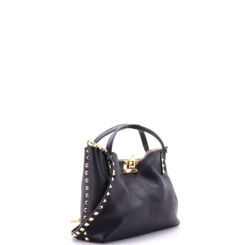 Rockstud Convertible Flip Lock Tote Leather Small