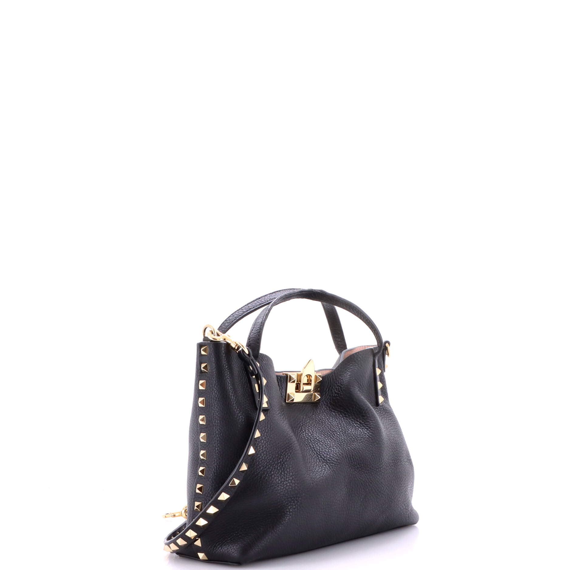 Rockstud Convertible Flip Lock Tote Leather Small
