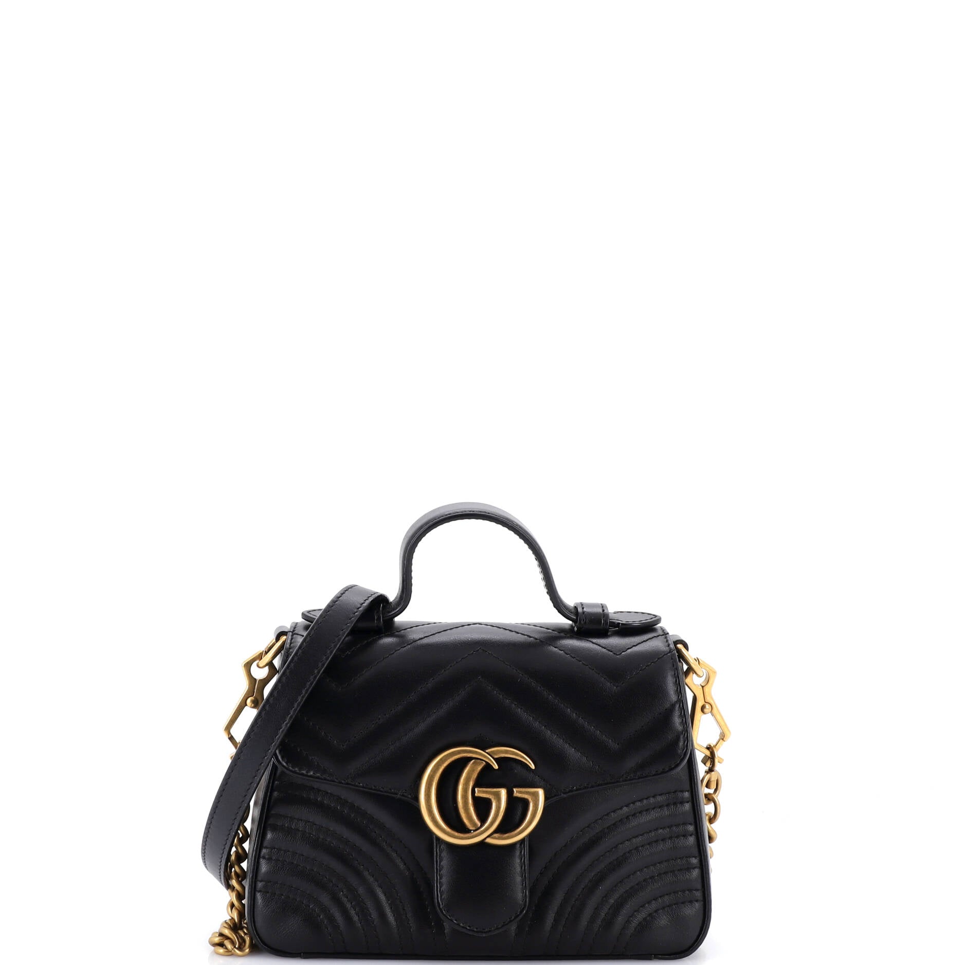 GG Marmont Top Handle Flap Bag Matelasse Leather Mini