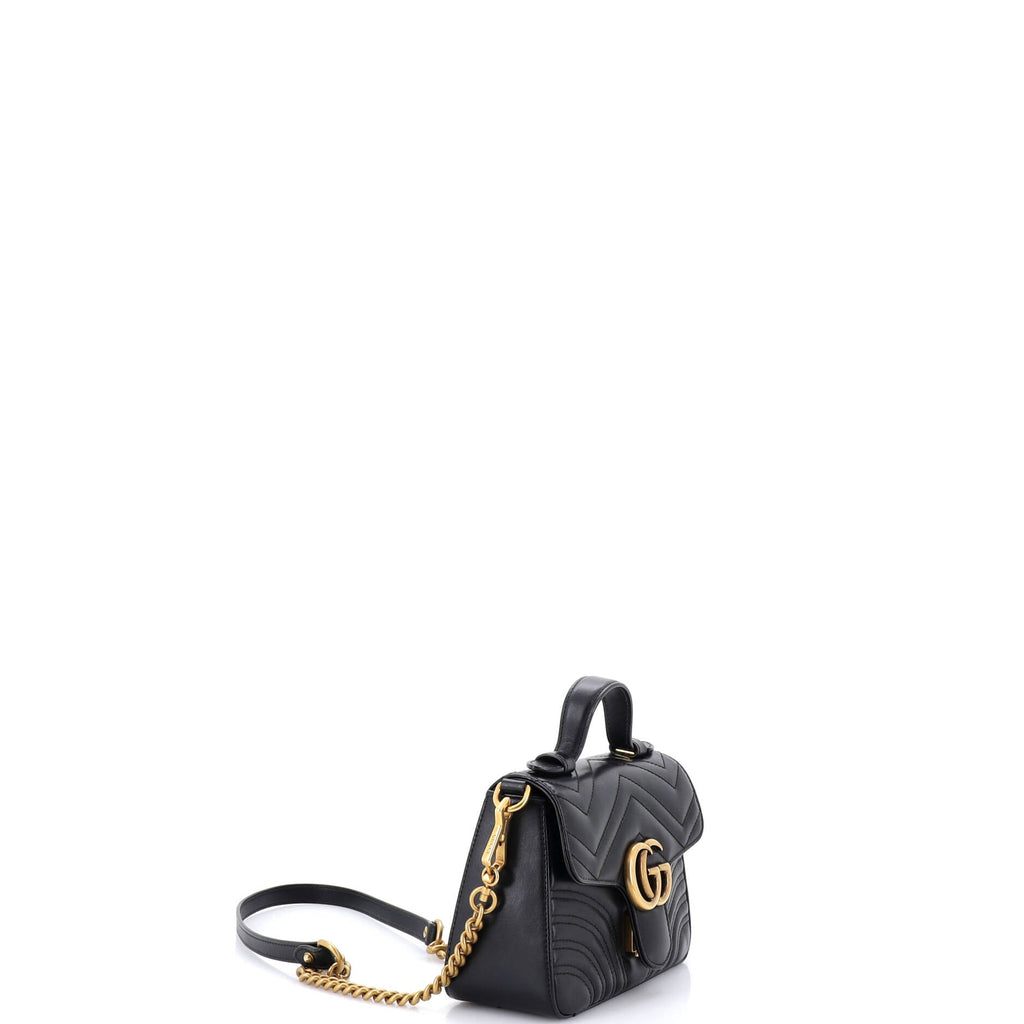 GG Marmont Top Handle Flap Bag Matelasse Leather Mini