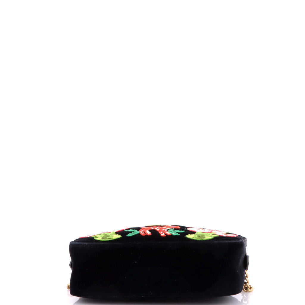 GG Marmont Camera Bag Embroidered Matelasse Velvet Small