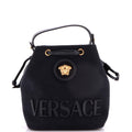 La Medusa Drawstring Bucket Bag Canvas with Leather Small