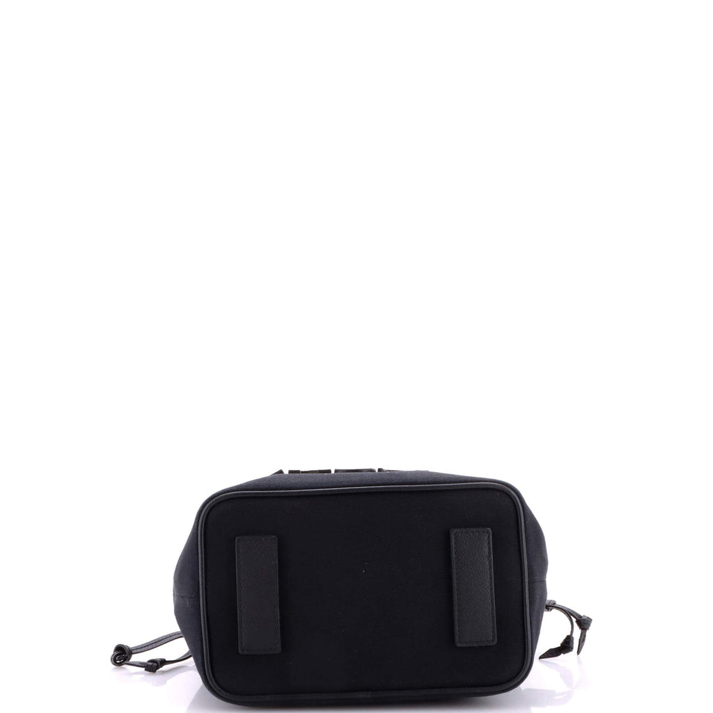 La Medusa Drawstring Bucket Bag Canvas with Leather Small