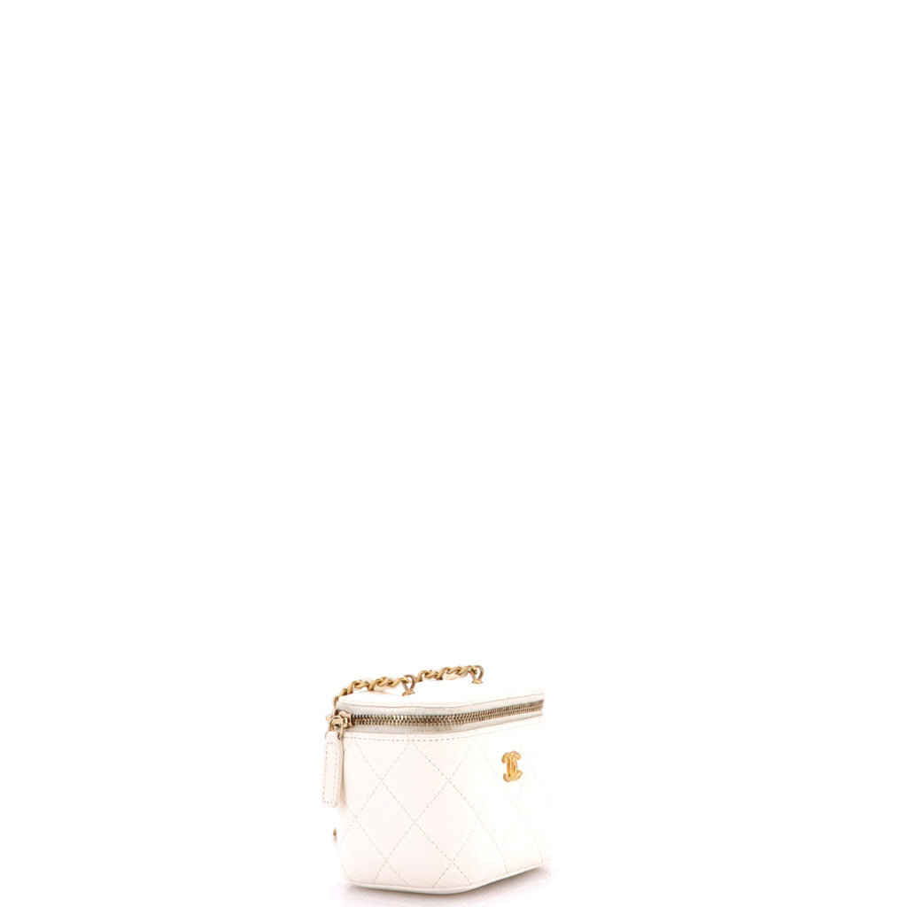 Pearl Crush Vanity Case with Chain Quilted Lambskin Mini