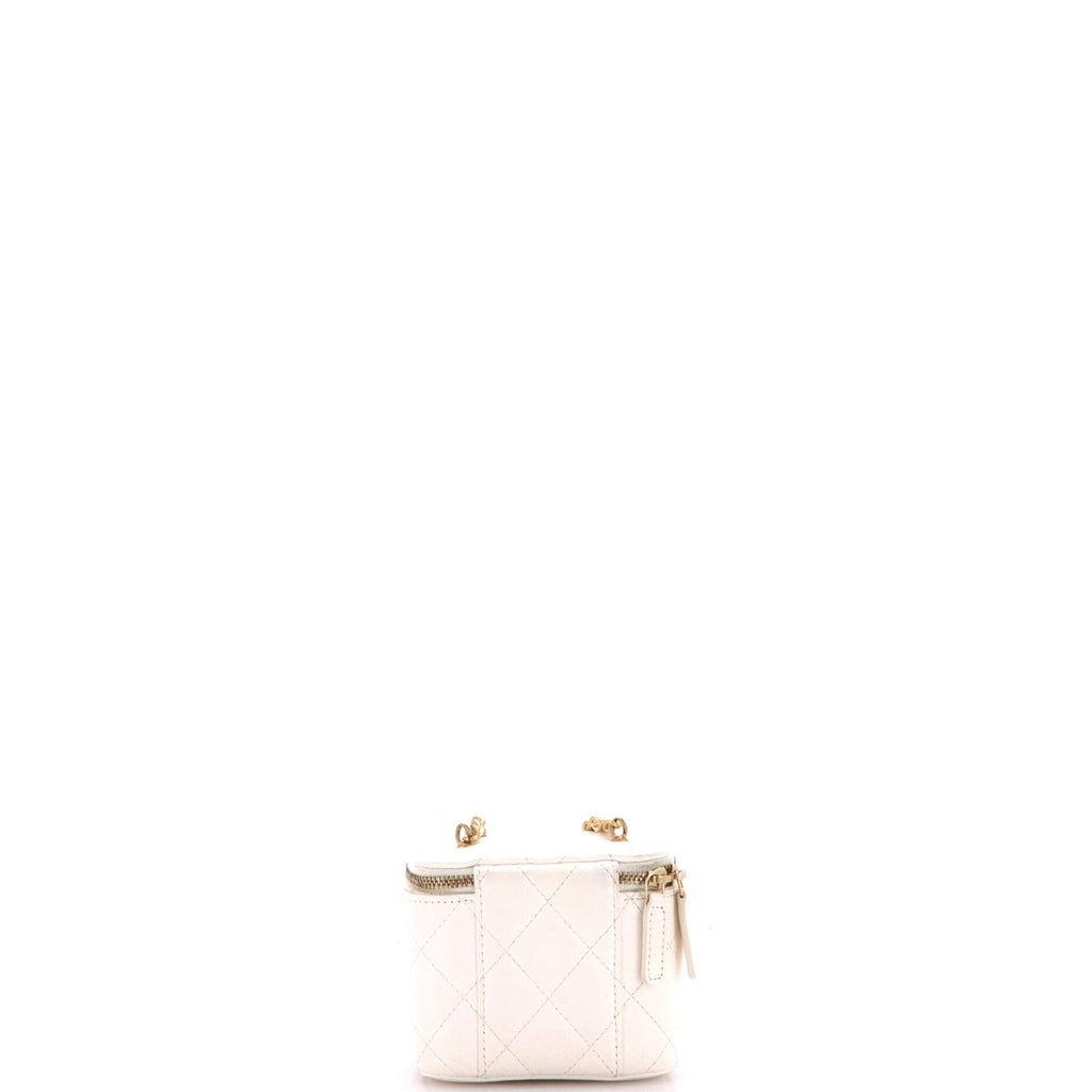 Pearl Crush Vanity Case with Chain Quilted Lambskin Mini
