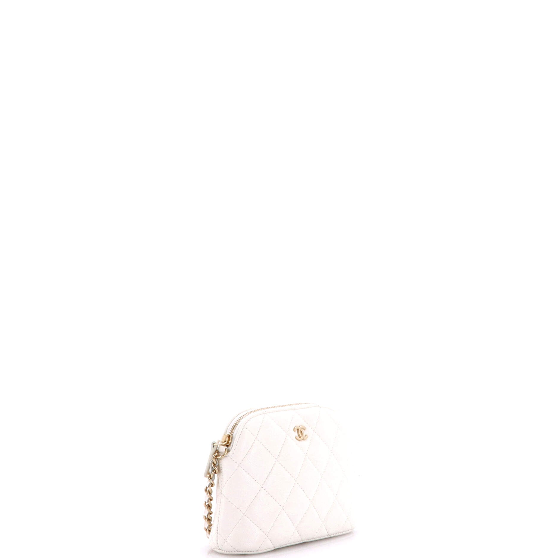 CC Dome Zip Clutch with Chain Quilted Caviar Mini