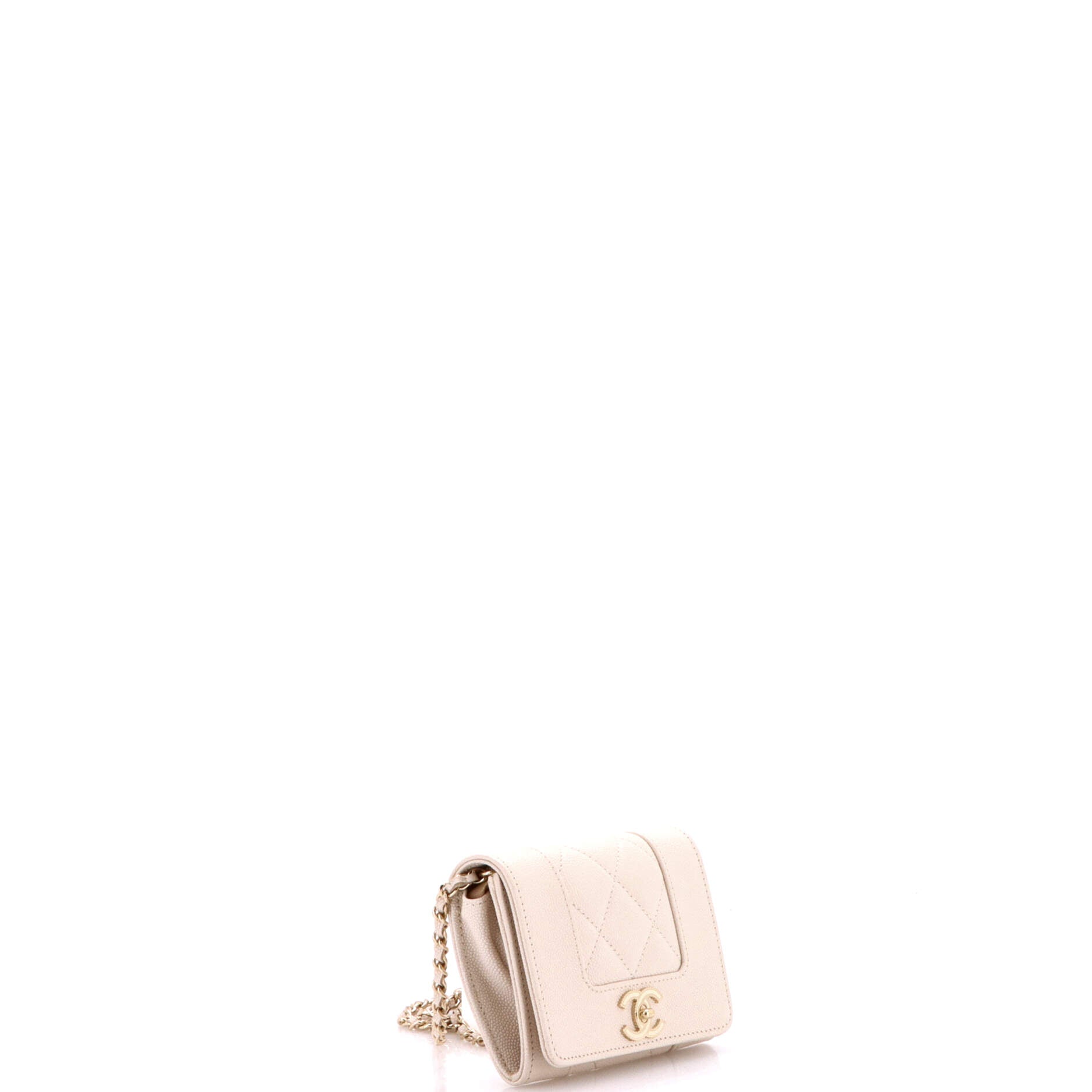 Mademoiselle Vintage Card Holder on Chain Quilted Caviar