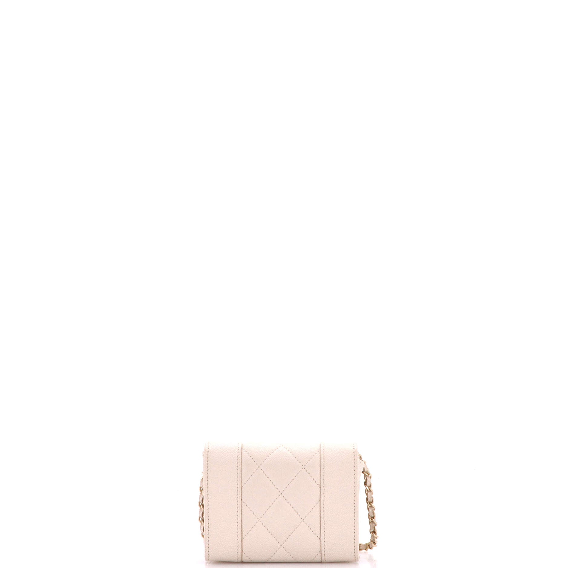 Mademoiselle Vintage Card Holder on Chain Quilted Caviar