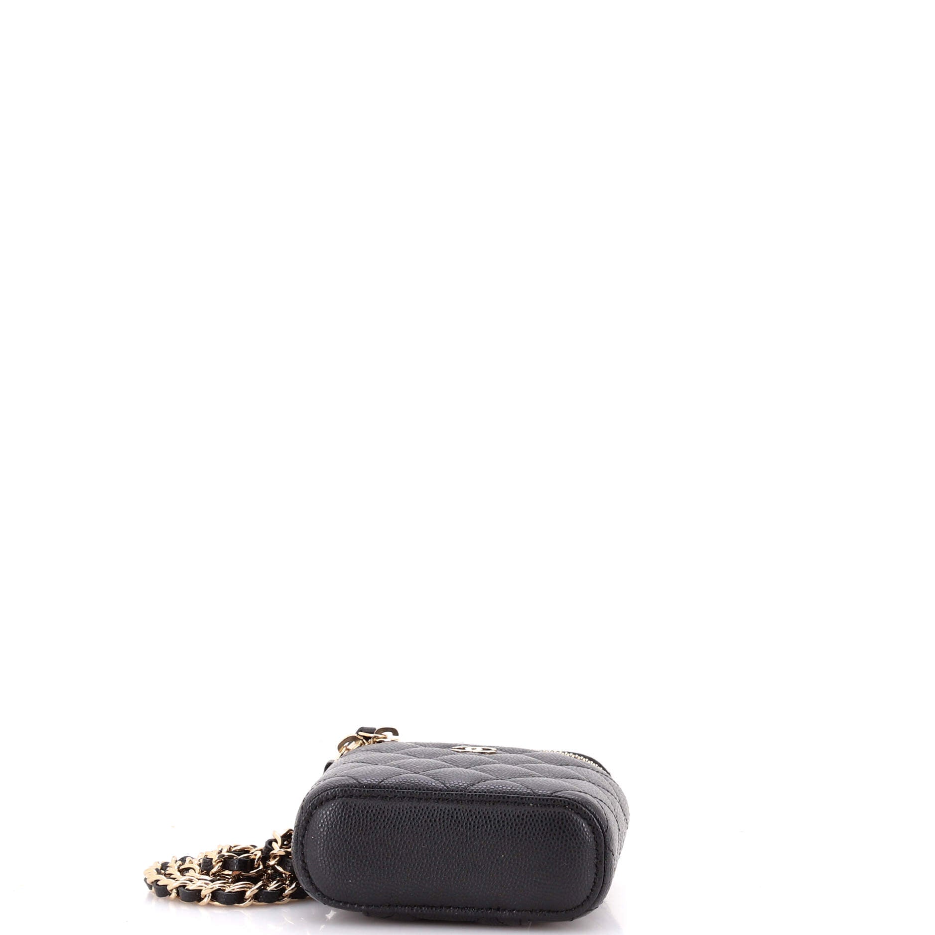 Vertical Classic Vanity Case with Chain Quilted Caviar Small