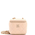 Tiny CC Link Vanity Case with Chain Quilted Caviar Mini
