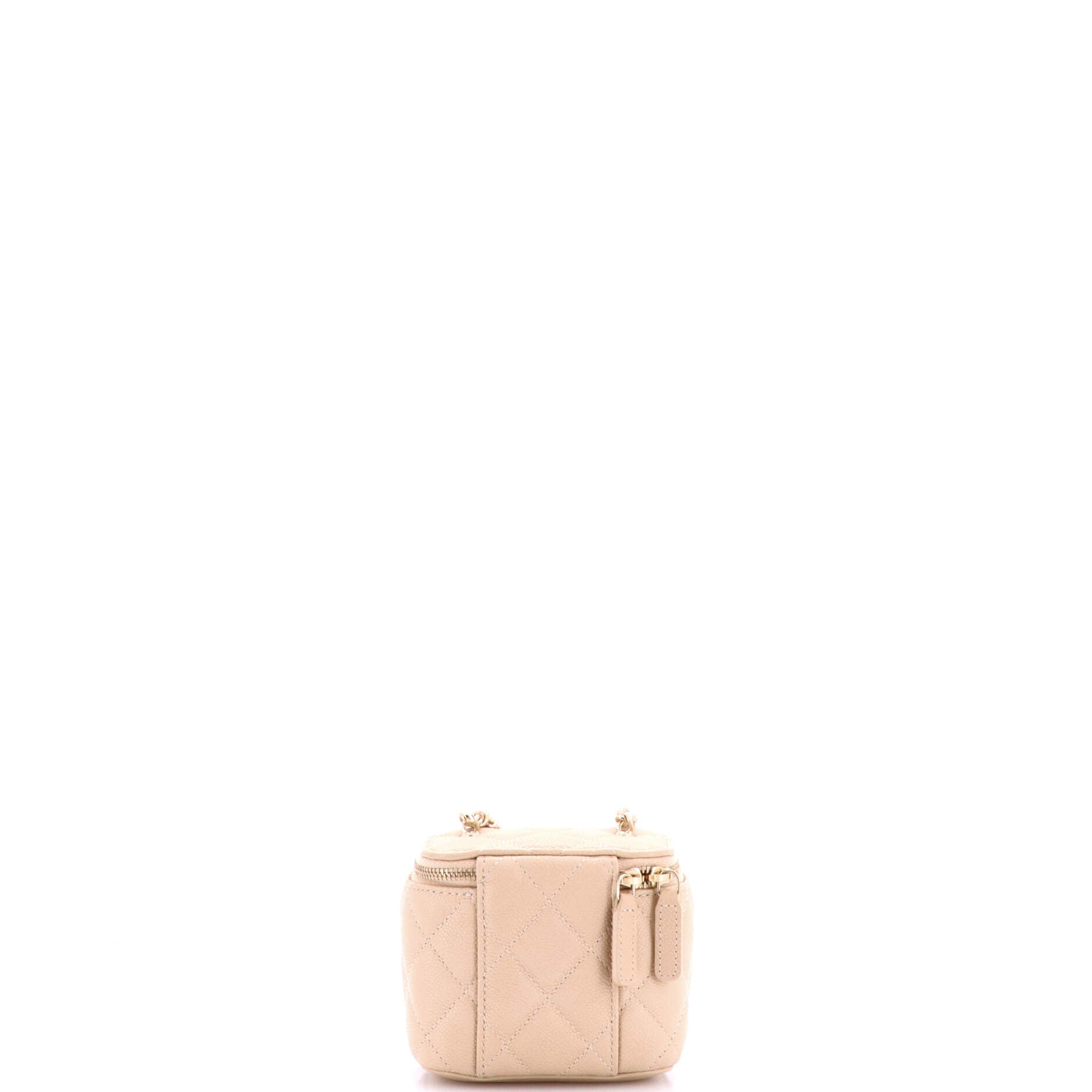 Tiny CC Link Vanity Case with Chain Quilted Caviar Mini