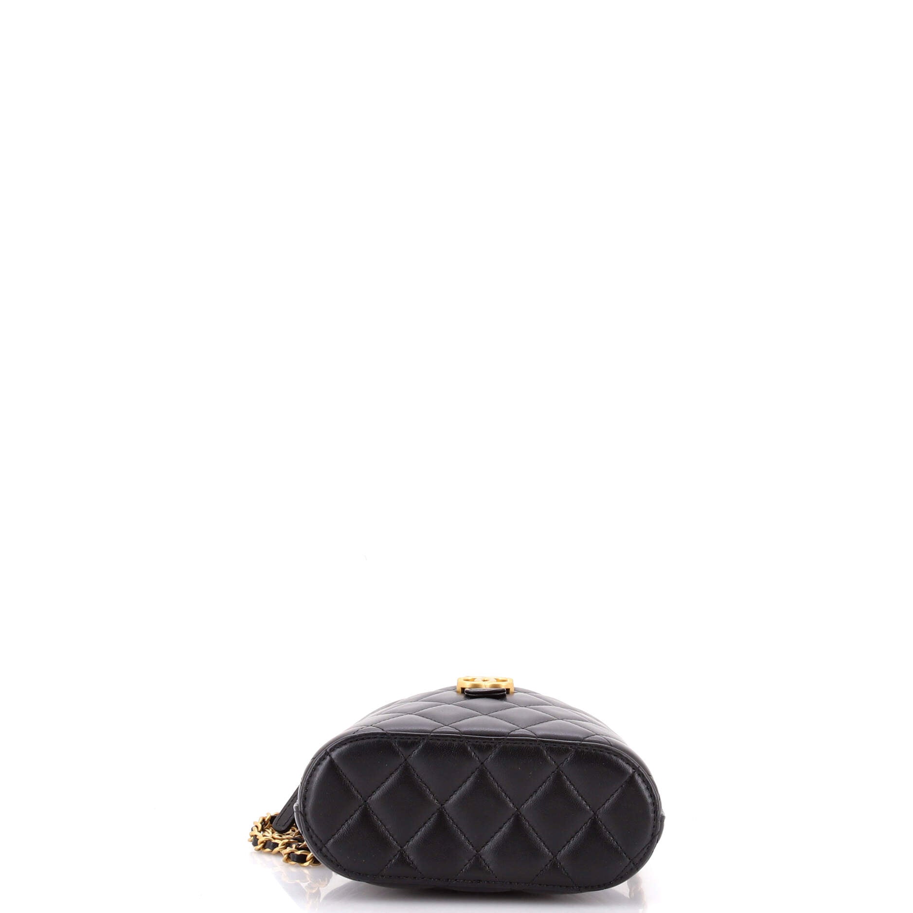 CC Dome Top Handle Clutch with Chain Quilted Lambskin with Suede Mini