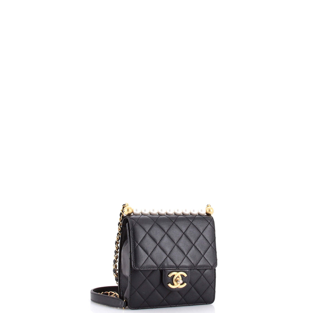 Chic Pearls Flap Bag Quilted Goatskin Mini