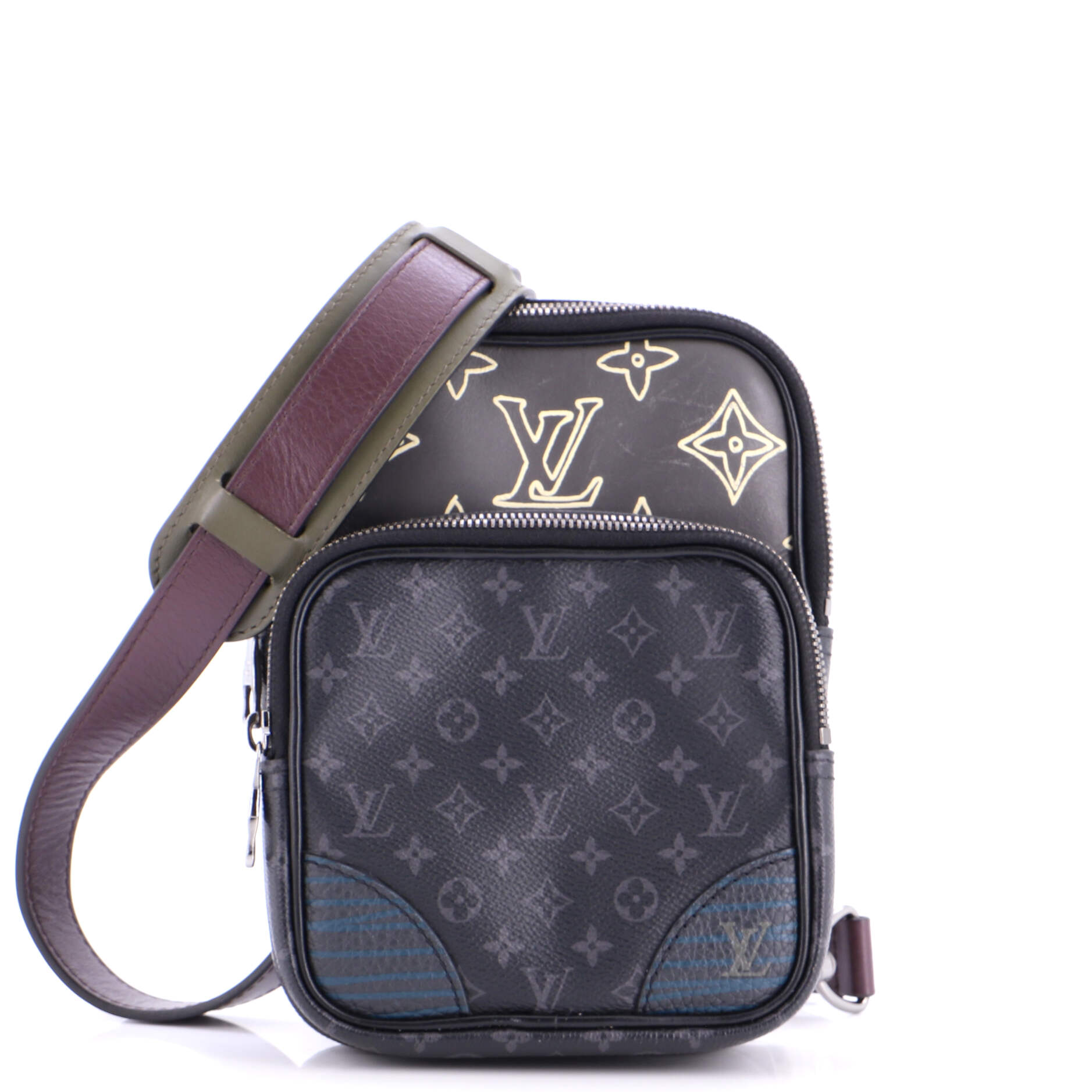 Amazone Sling Bag Patchwork Monogram Eclipse Canvas and Printed Leather