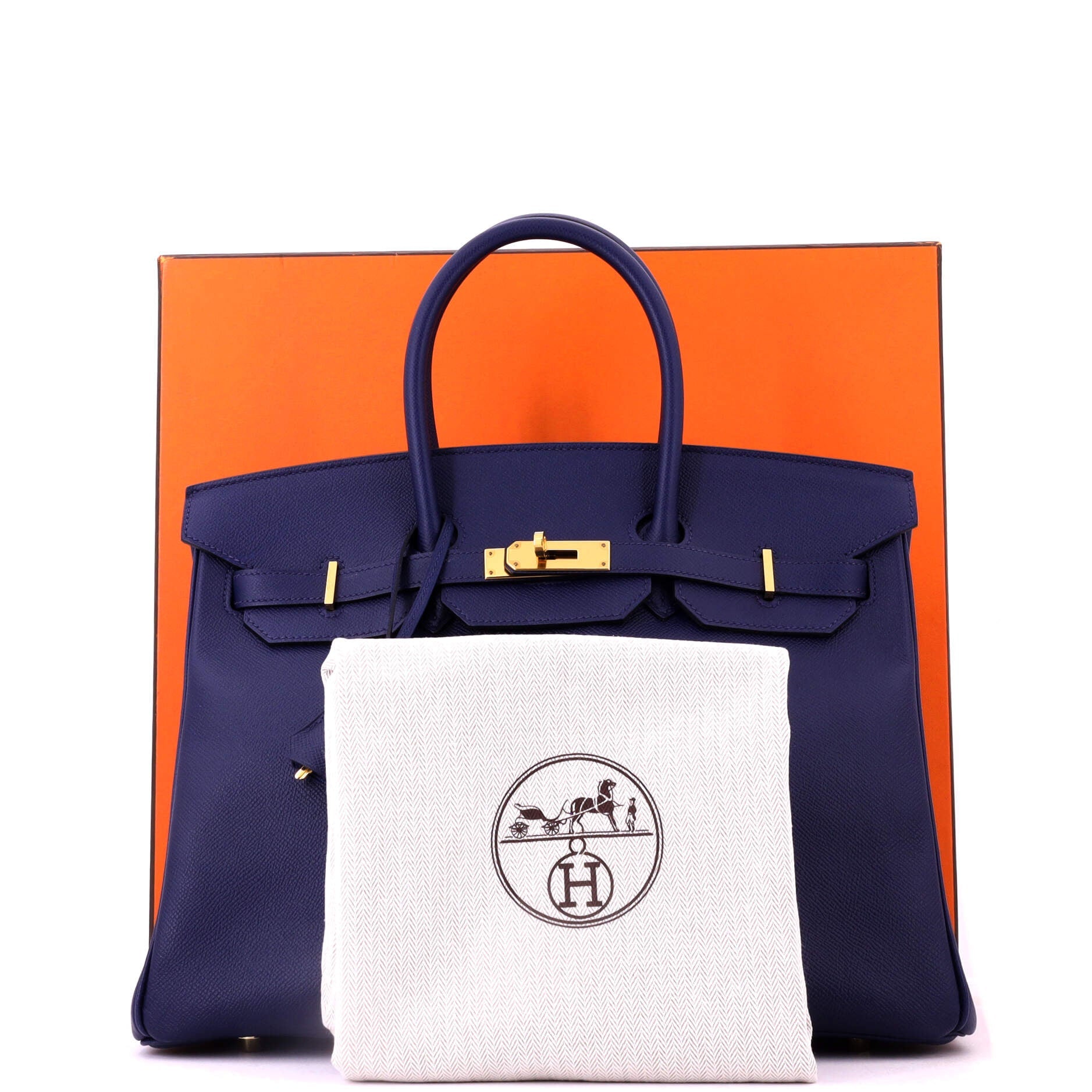 Birkin Handbag Bleu Saphir Epsom with Gold Hardware 35