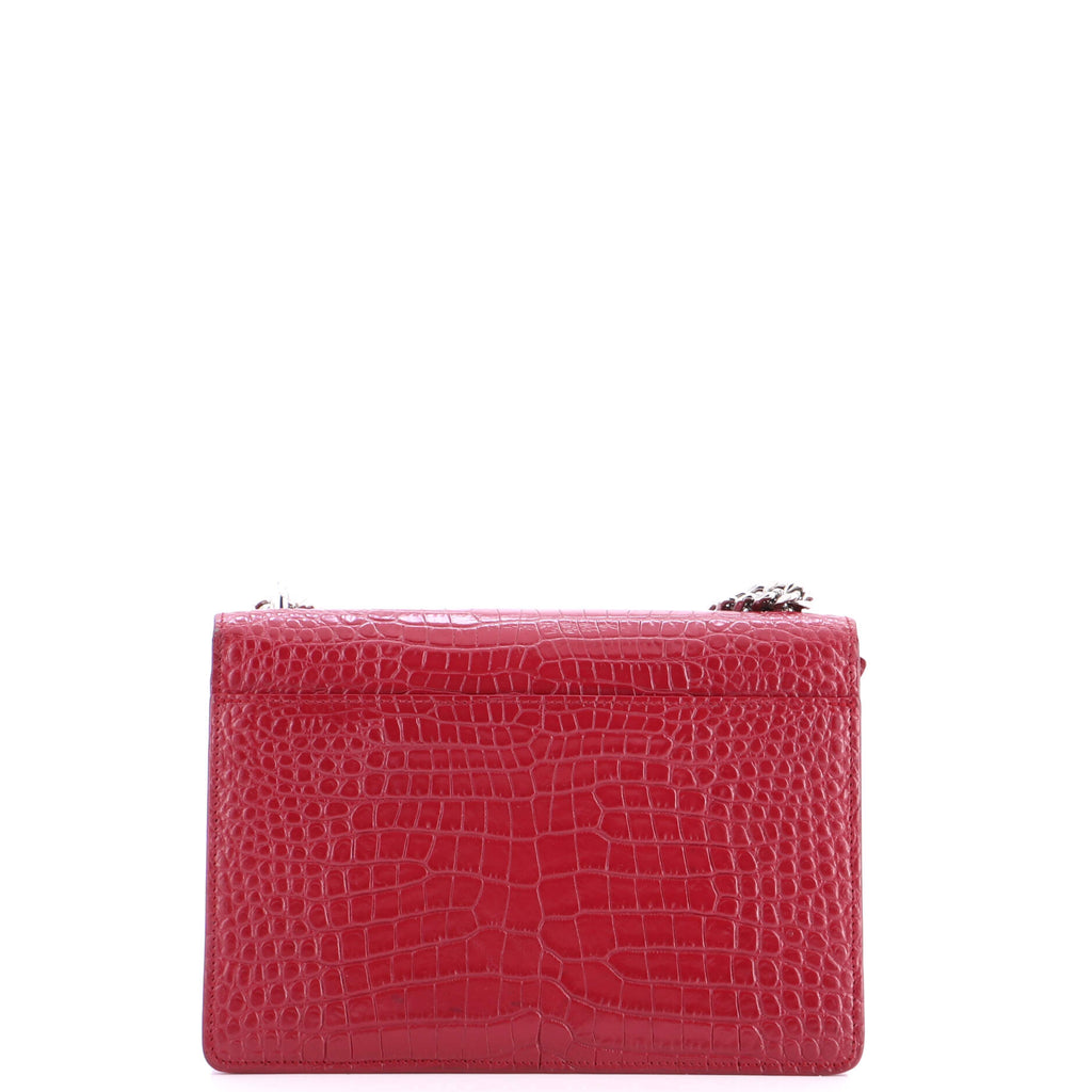 Sunset Crossbody Bag Crocodile Embossed Leather Medium
