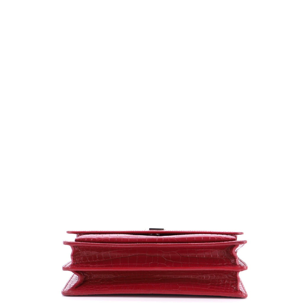 Sunset Crossbody Bag Crocodile Embossed Leather Medium