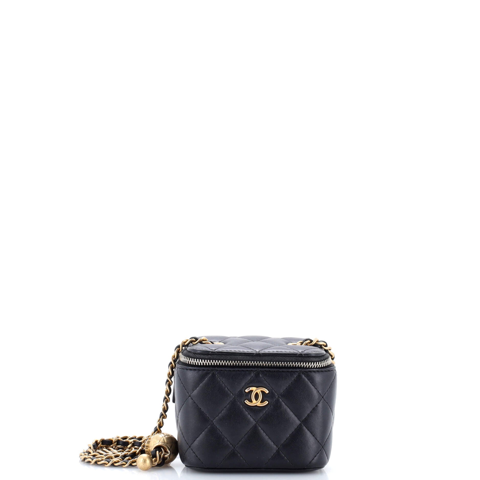 Pearl Crush Vanity Case with Chain Quilted Lambskin Mini