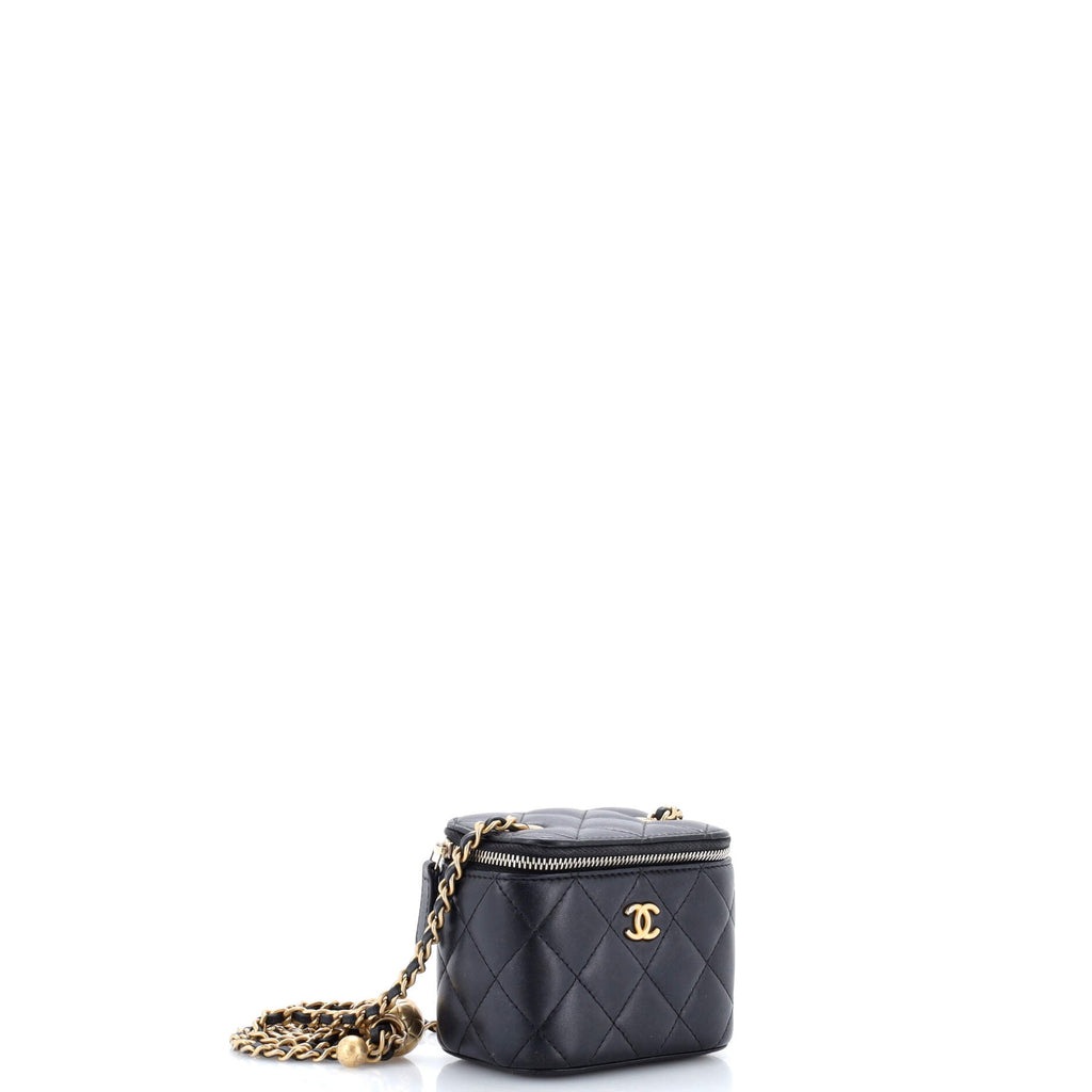 Pearl Crush Vanity Case with Chain Quilted Lambskin Mini