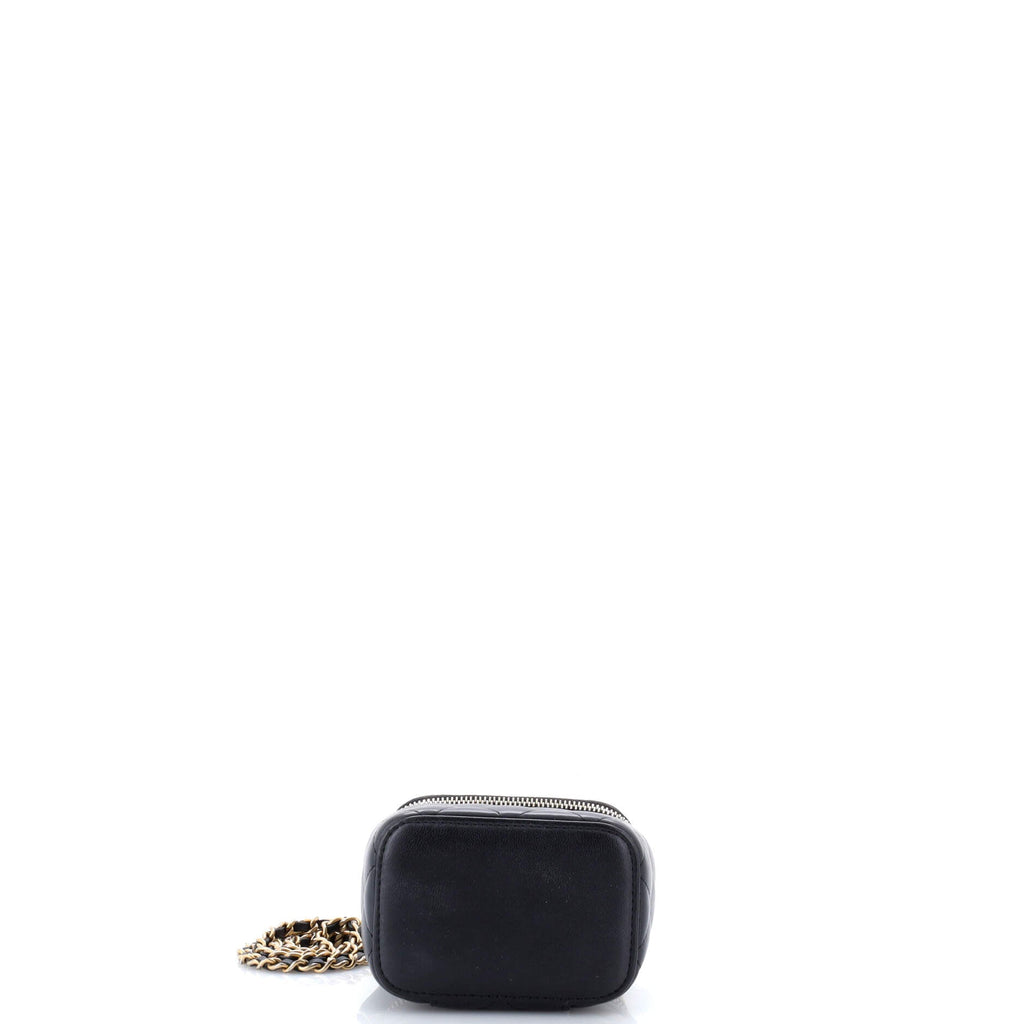 Pearl Crush Vanity Case with Chain Quilted Lambskin Mini