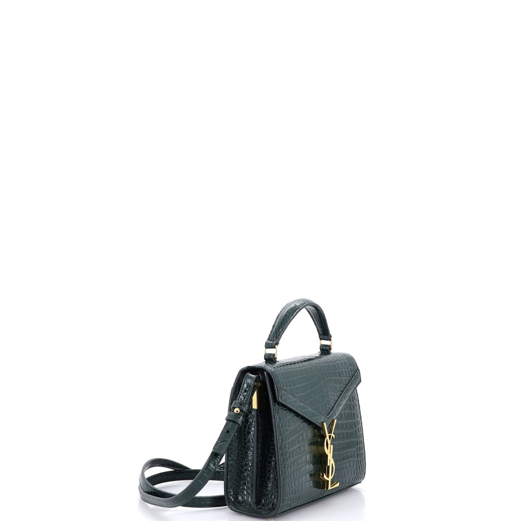Cassandra Top Handle Bag Crocodile Embossed Leather Mini