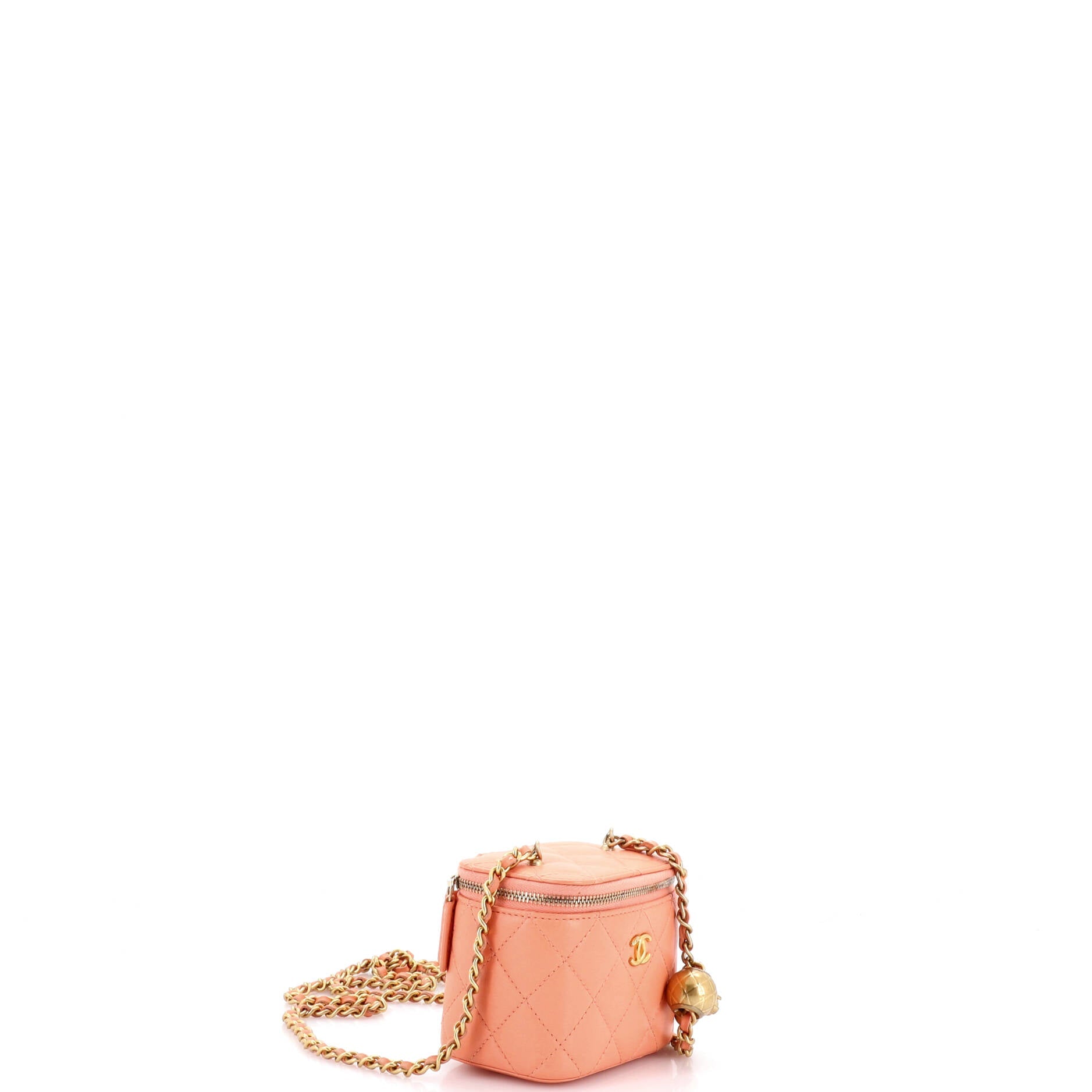 Pearl Crush Vanity Case with Chain Quilted Lambskin Mini