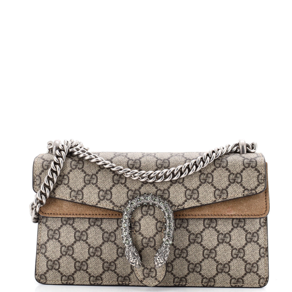 Dionysus Bag GG Coated Canvas with Crystal Embellished Metal Small