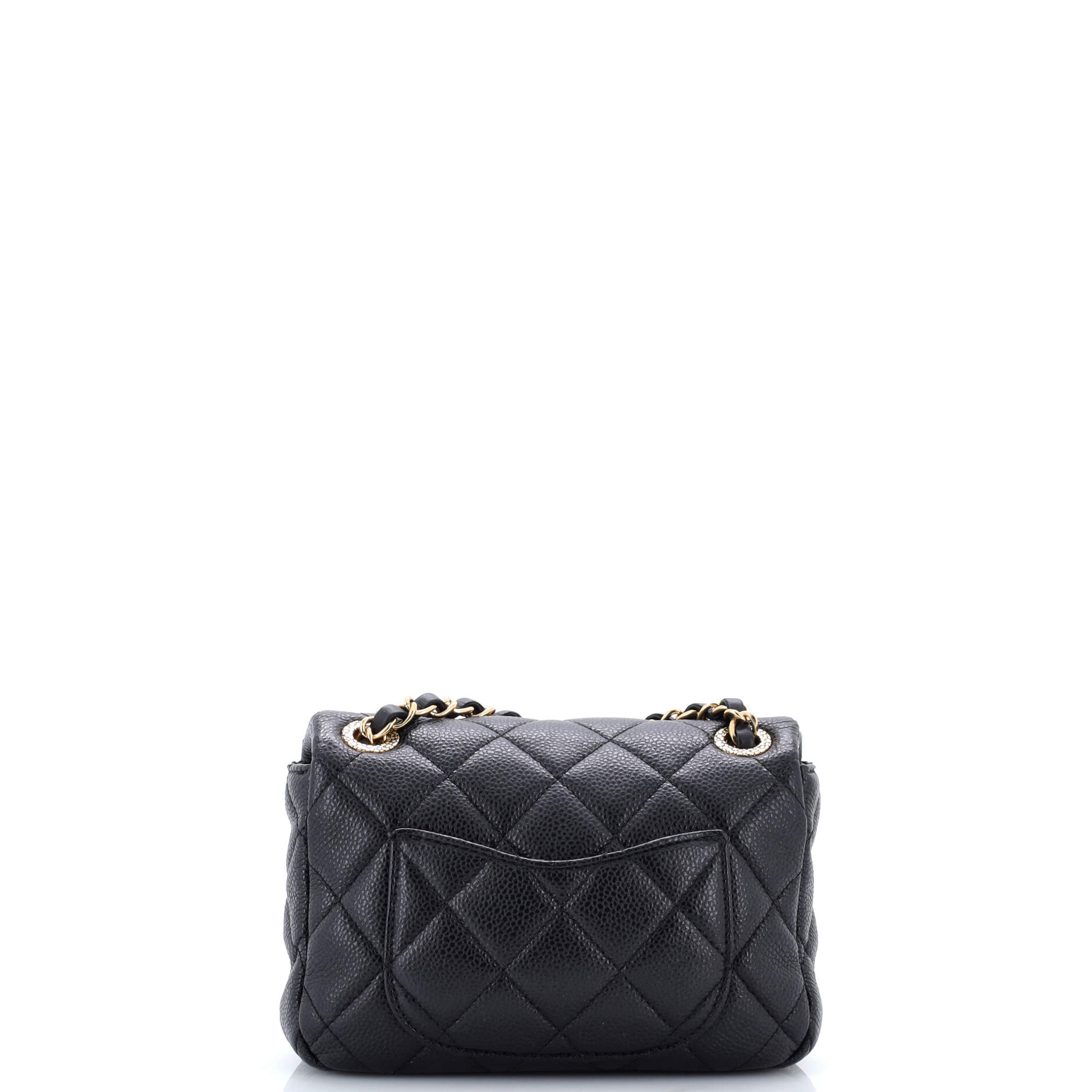 Textured CC Classic Single Flap Bag Quilted Caviar Mini