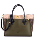 On My Side Tote Leather with Monogram Canvas MM