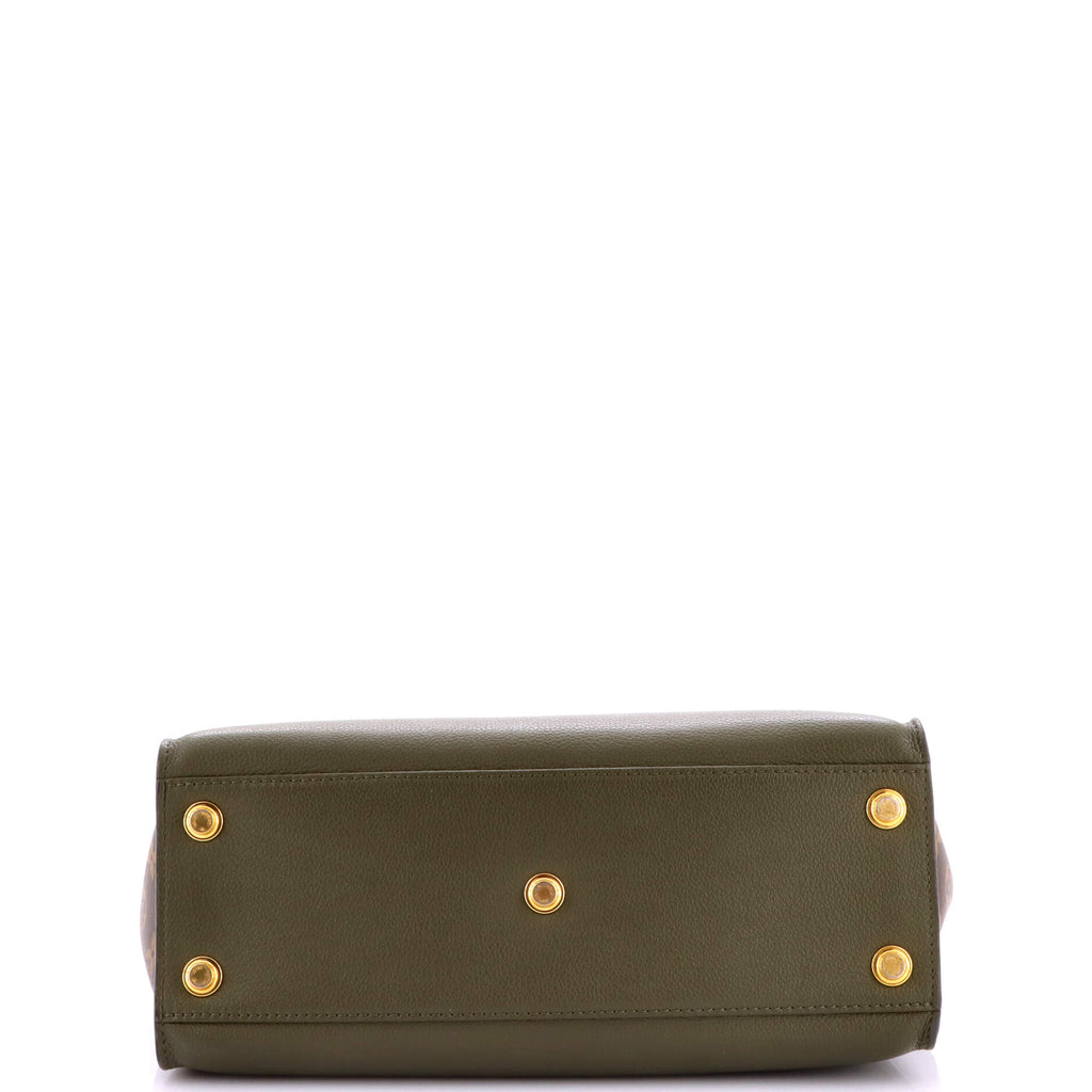 On My Side Tote Leather with Monogram Canvas MM