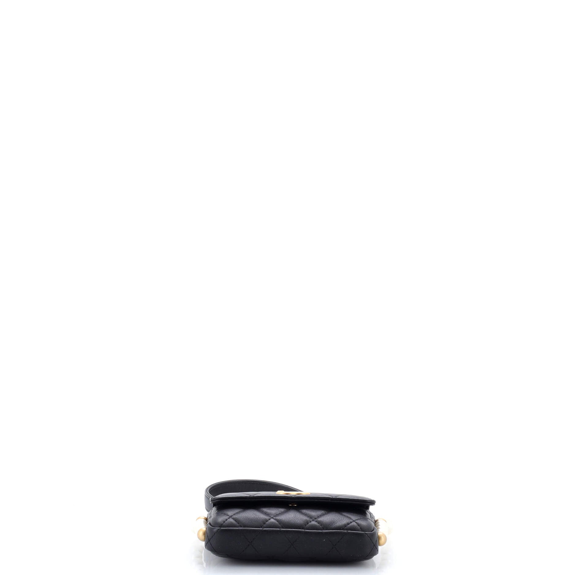 About Pearls Flap Card Holder with Chain Quilted Calfskin