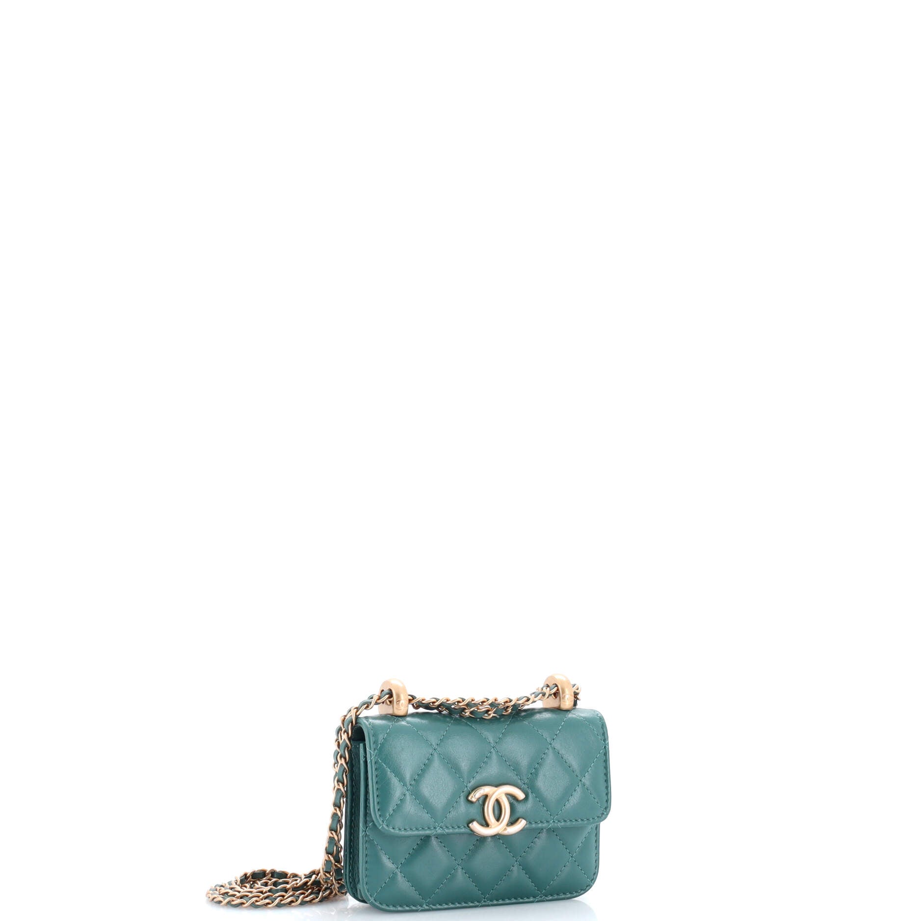 Perfect Fit Flap Coin Purse with Chain Quilted Calfskin