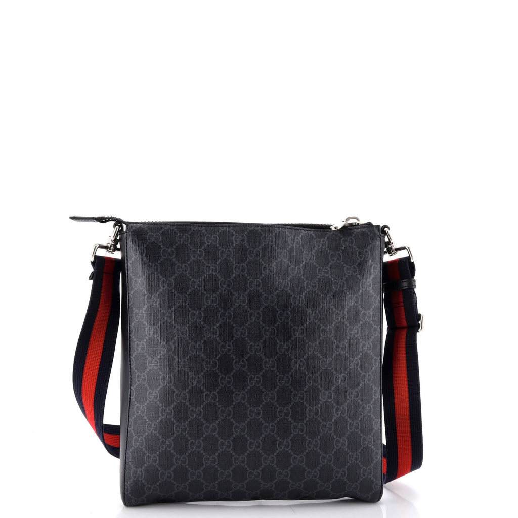 Web Strap Front Zip Messenger Bag GG Coated Canvas Medium