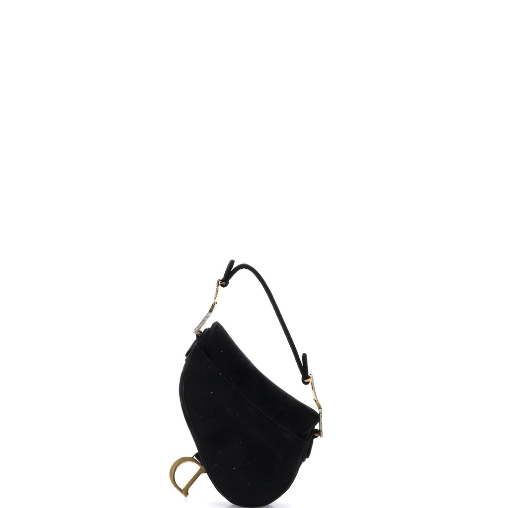 Saddle Handbag Velvet with Crystals Mini