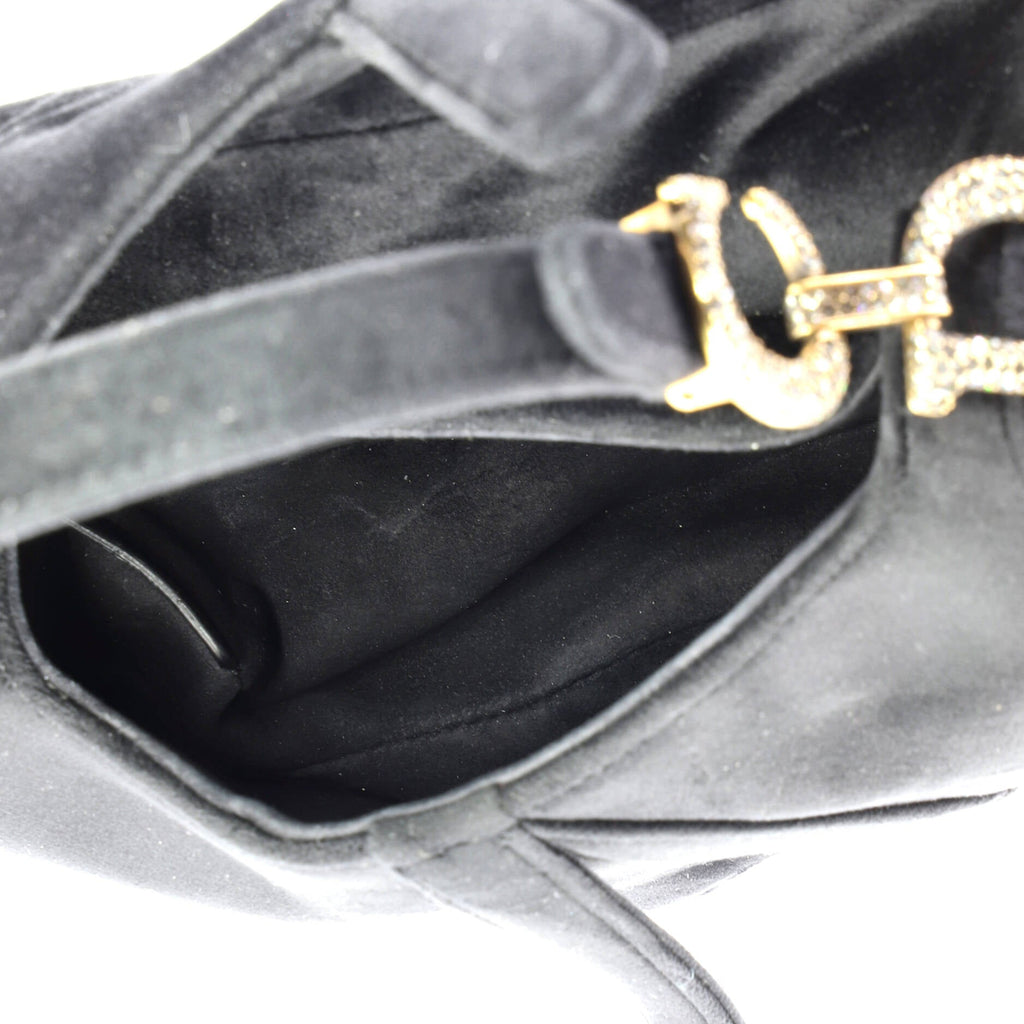 Saddle Handbag Velvet with Crystals Mini