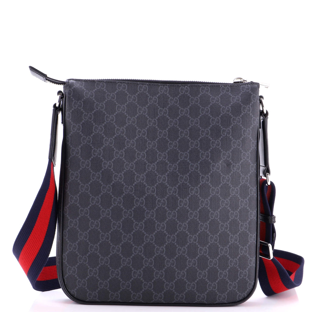 Web Strap Front Zip Messenger Bag GG Coated Canvas Medium