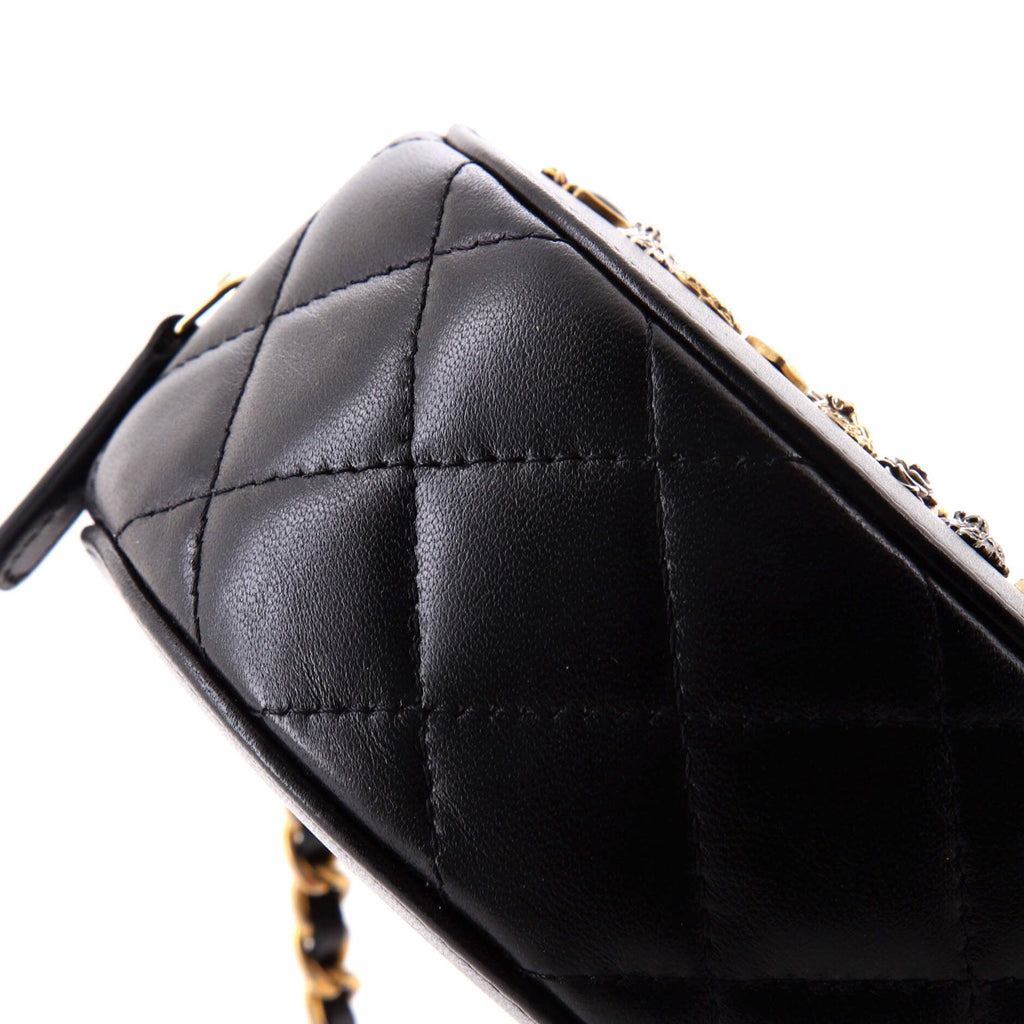 Lucky Charms Round Clutch With Chain Embellished Lambskin