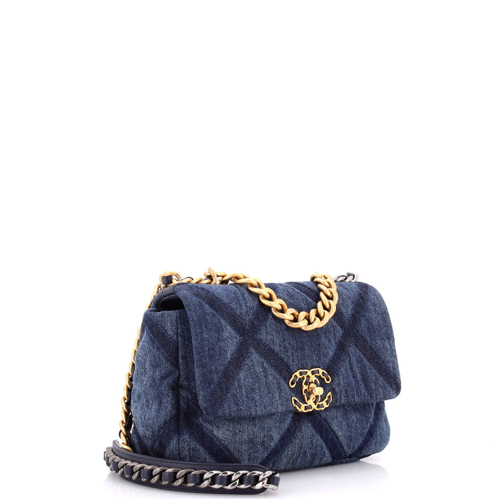 19 Flap Bag Quilted Denim Medium
