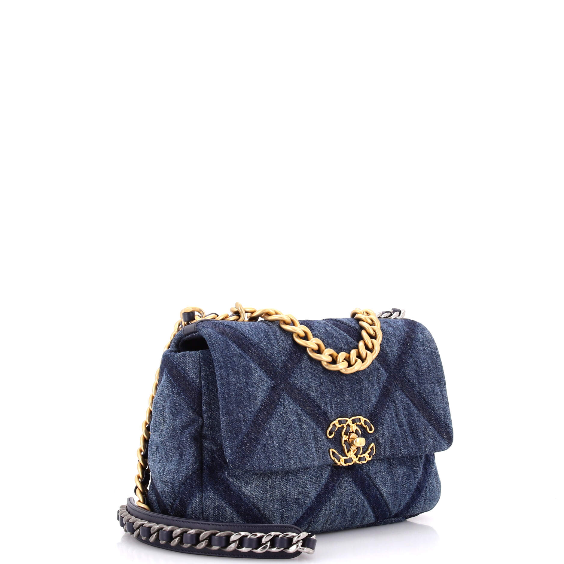 19 Flap Bag Quilted Denim Medium