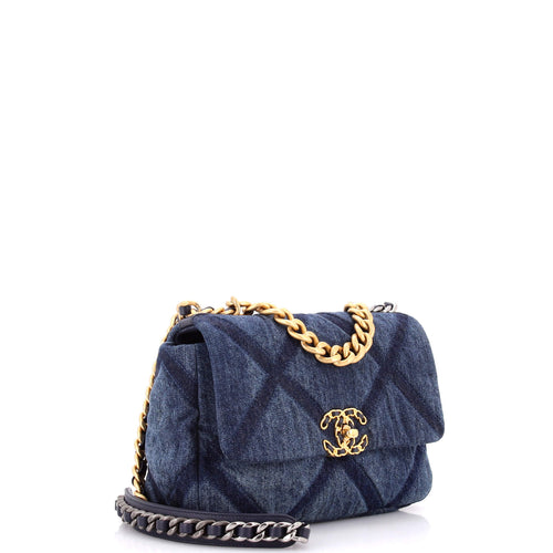 19 Flap Bag Quilted Denim Medium